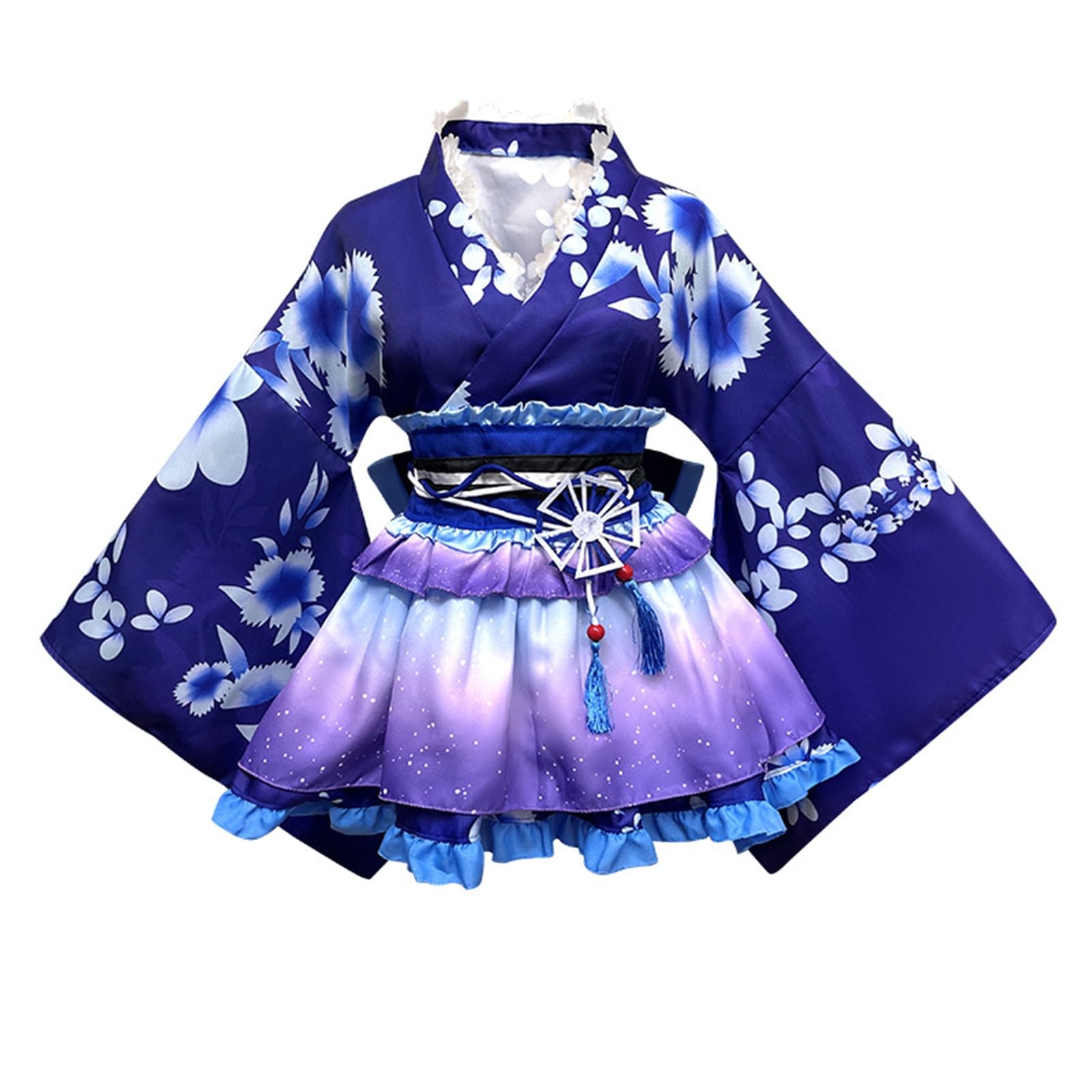 Peignoir Femme, Kimono Satin Cosplay Robe Court Avec Ceinture Peignoir Traditionnel Sexy Yukata Japonais Chic Ete
