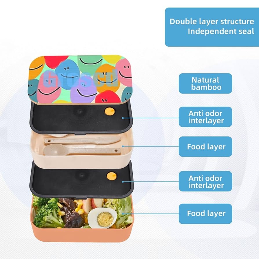 Amazon | カラフル-ニコちゃんマーク 弁当箱 おべんとう箱 二