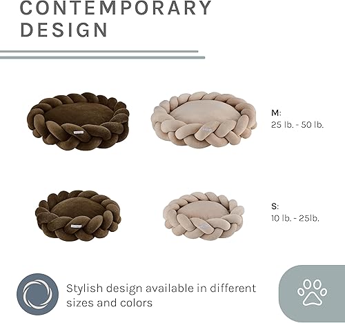 Miniatura 7 de Sam's Pets Ivy - Cama para perro de 27 pulgadas, color beige, diseño trenzado, ortopédico, agarre antideslizante, tela suave, extraíblelavable