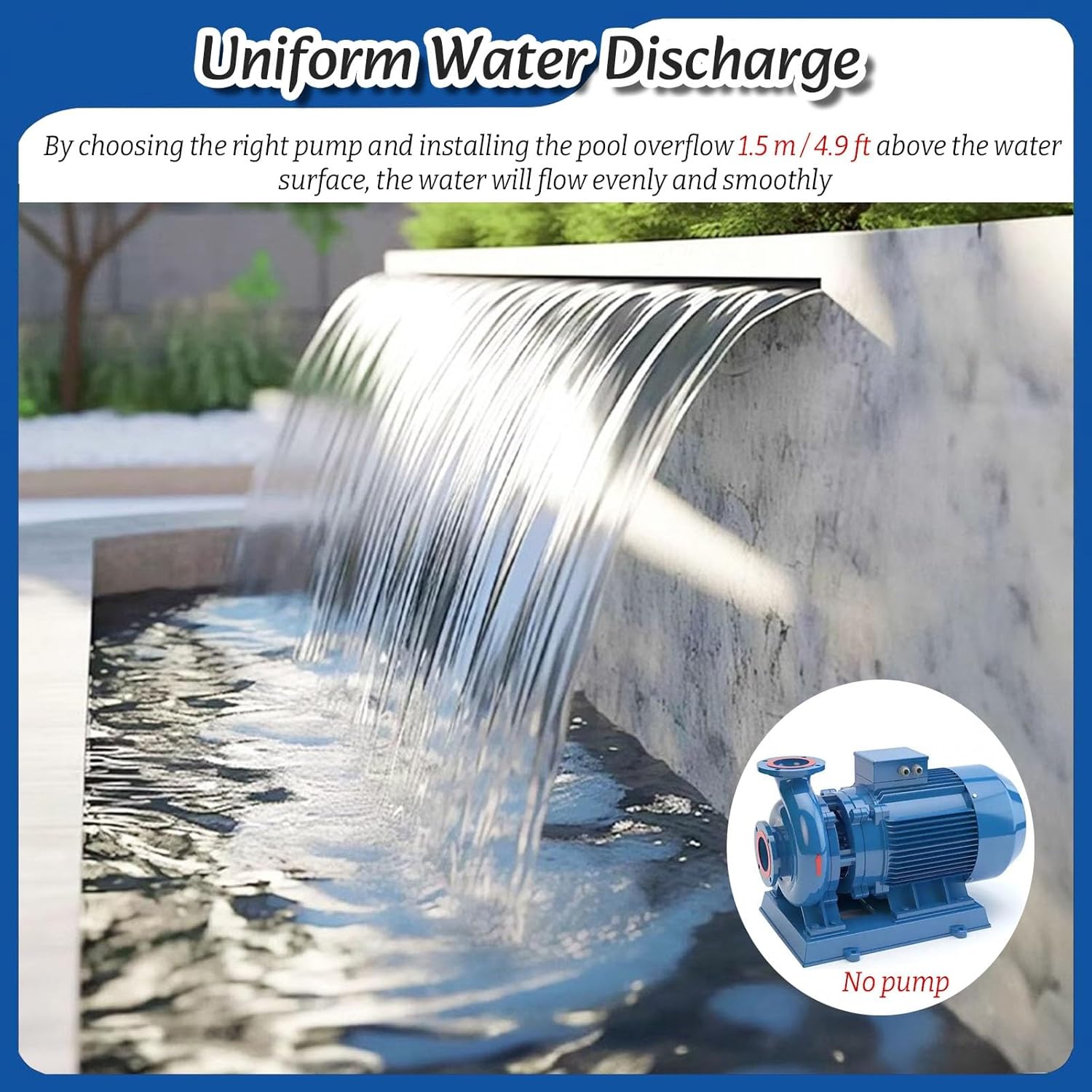 Large Stainless Steel Waterfall Spillway - Blade for Garden Ponds & Fountains, Elegant Outdoor Water Feature for Home & Commercial Decor, W 65CM Black Finish