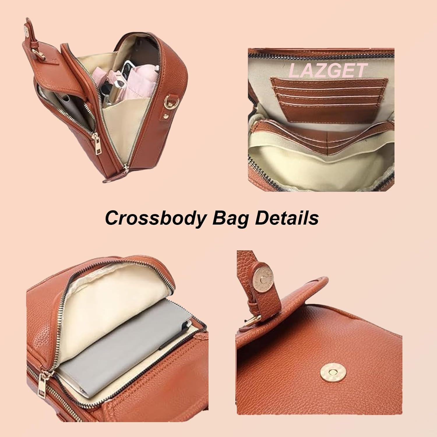 Leather Crossbody Bags for Women,Cross body Bag For Woman, Anti-Theft Vintage Built in Wallet