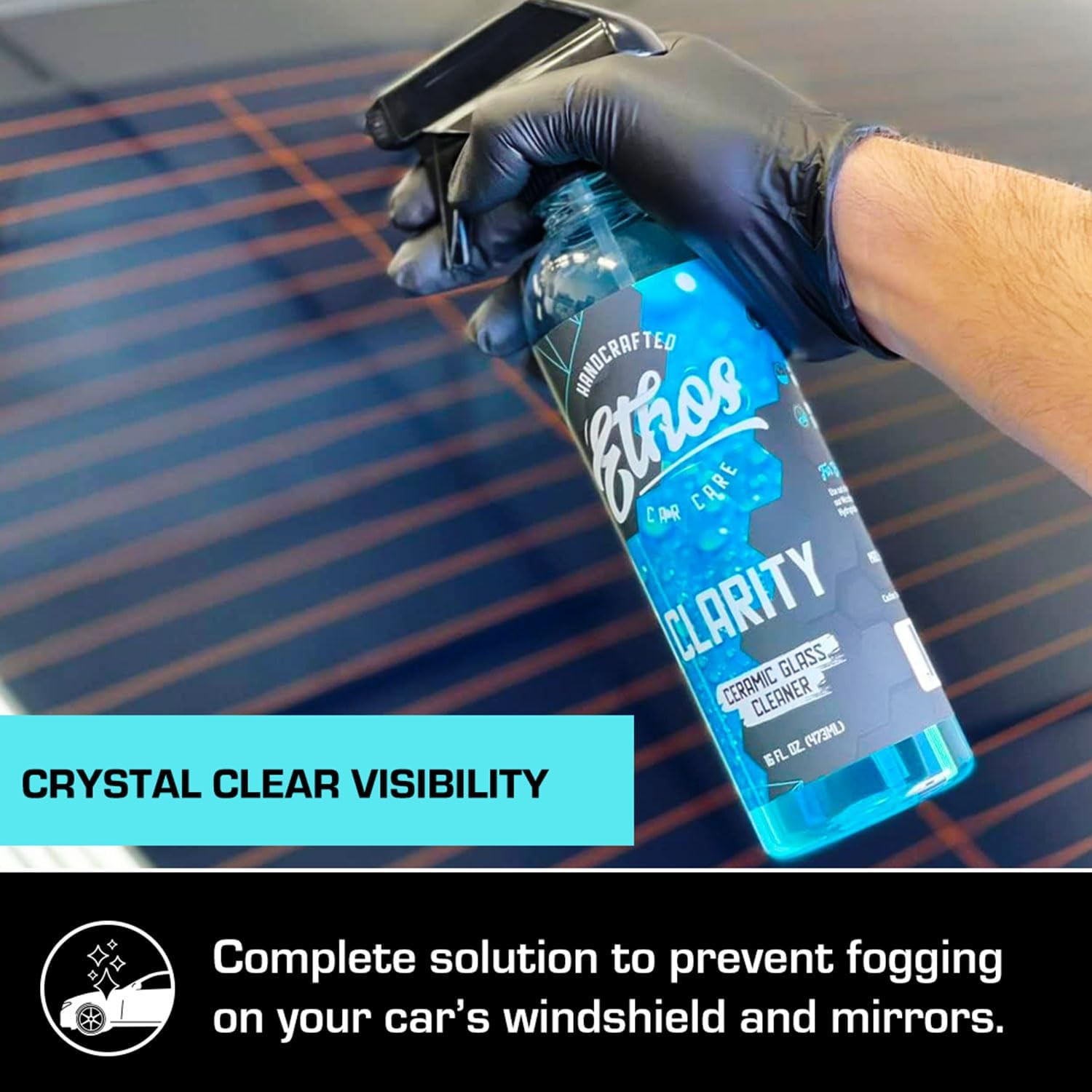 Ethos Clarity V2 – Ceramic Glass Cleaner & Windshield Water Repellent | Streak-Free Auto Glass Cleaner for Car Windows, Mirrors & Tinted Glass | Hydrophobic Protection - Image 4