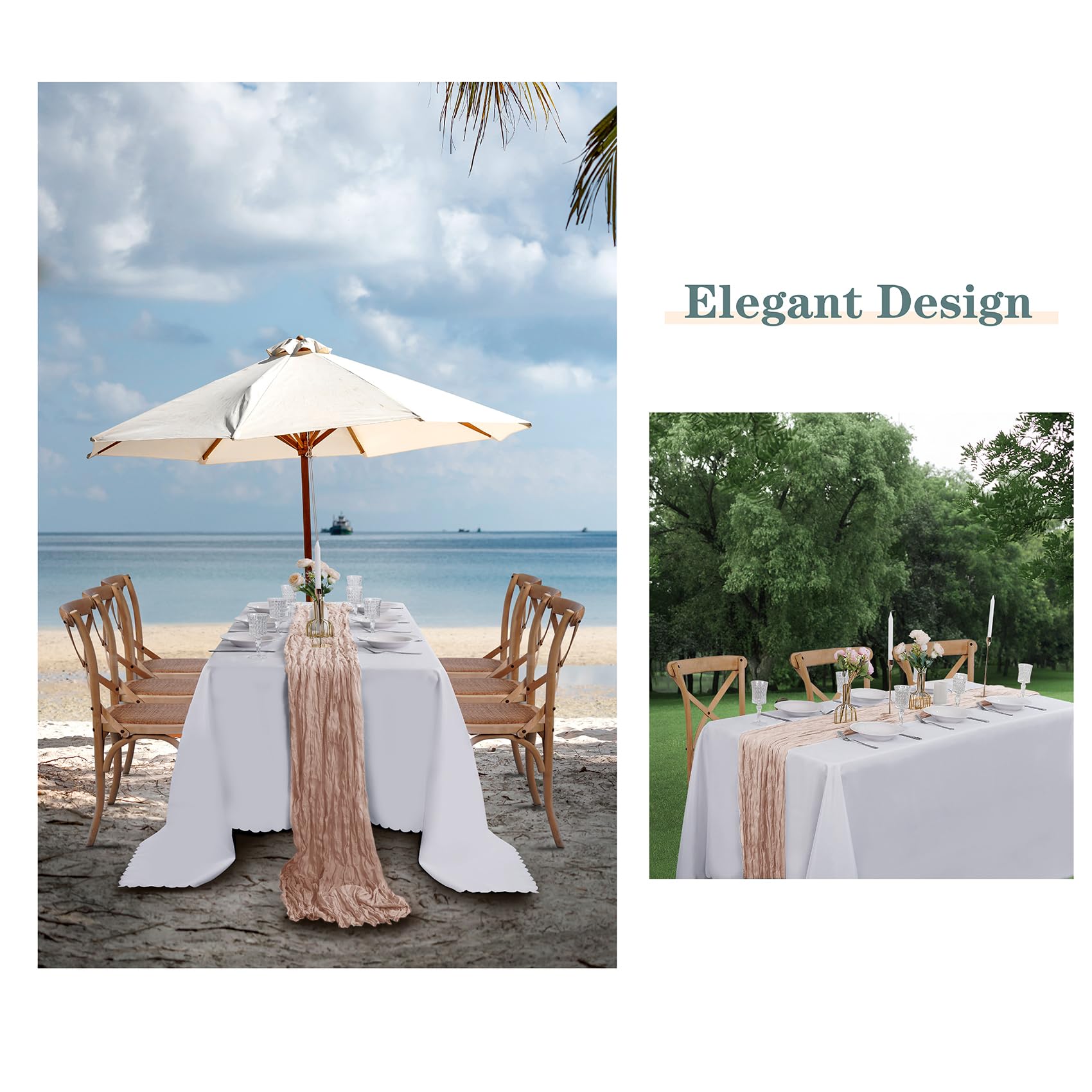 Paquete de 12 caminos de mesa de gasa marfil de 9 pies, 17 x 108 pulgadas, camino de mesa de gasa rústico, romántico, camino de boda para boda, despedida de soltera, decoración de otoño