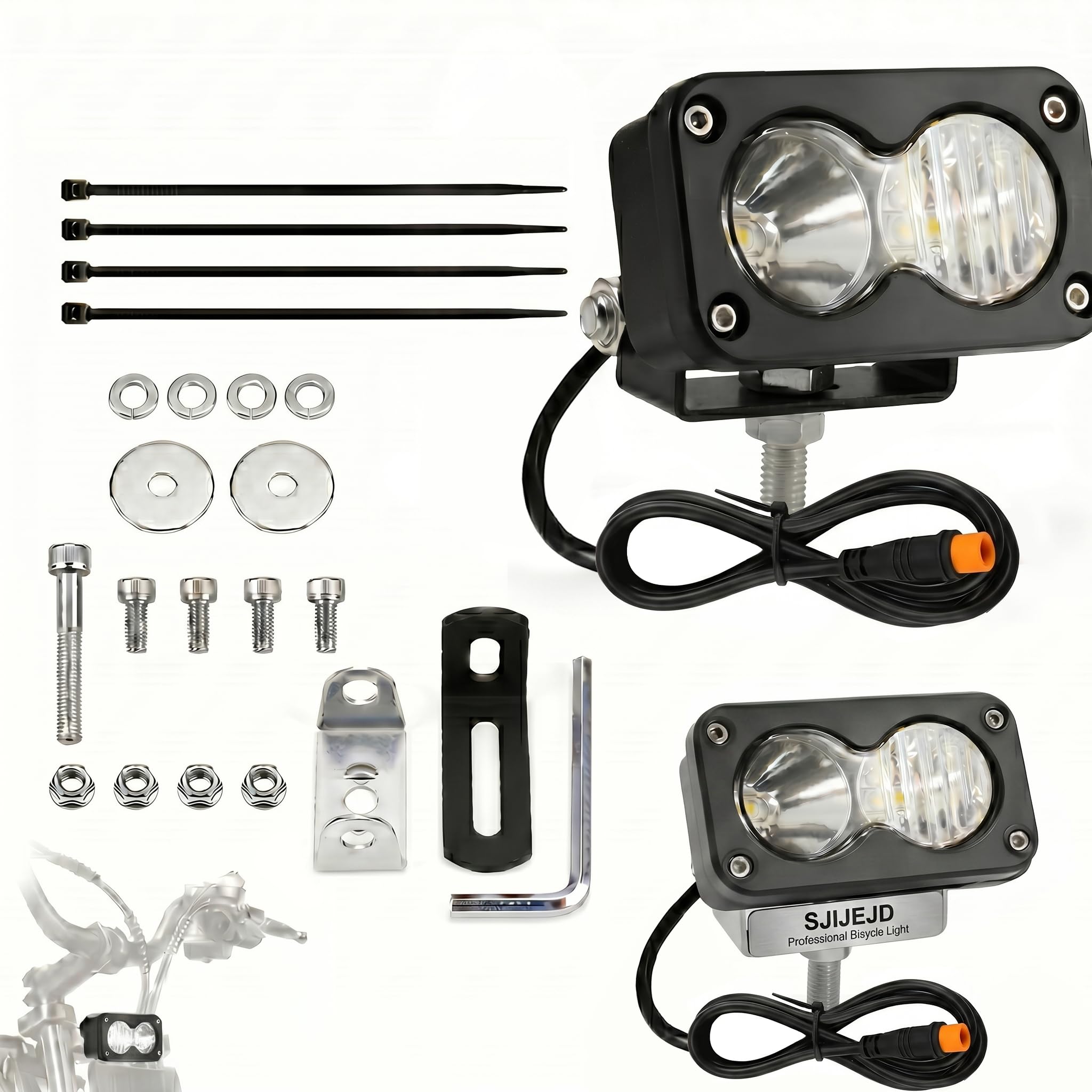 Photo 1 of SJIJEJD Baja Style Light Ebike Headlight for Ridstar Q20 3 Pin Ebike,Waterproof Front 20W 6500K Super Bright LED Plug and Play Headlight for Ridstar Q20 12V-60V White