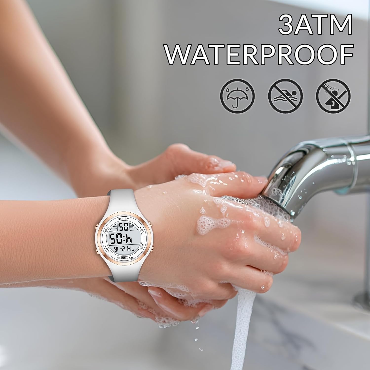 Dayllon Women's Watches Fashion Outdoor Sport Waterproof Watches with Silicone Band Stopwatch Alarm Clock Calendar LED Multifunction Ladies Wristwatch White1 image 6 of 7 B0DP21WQR9