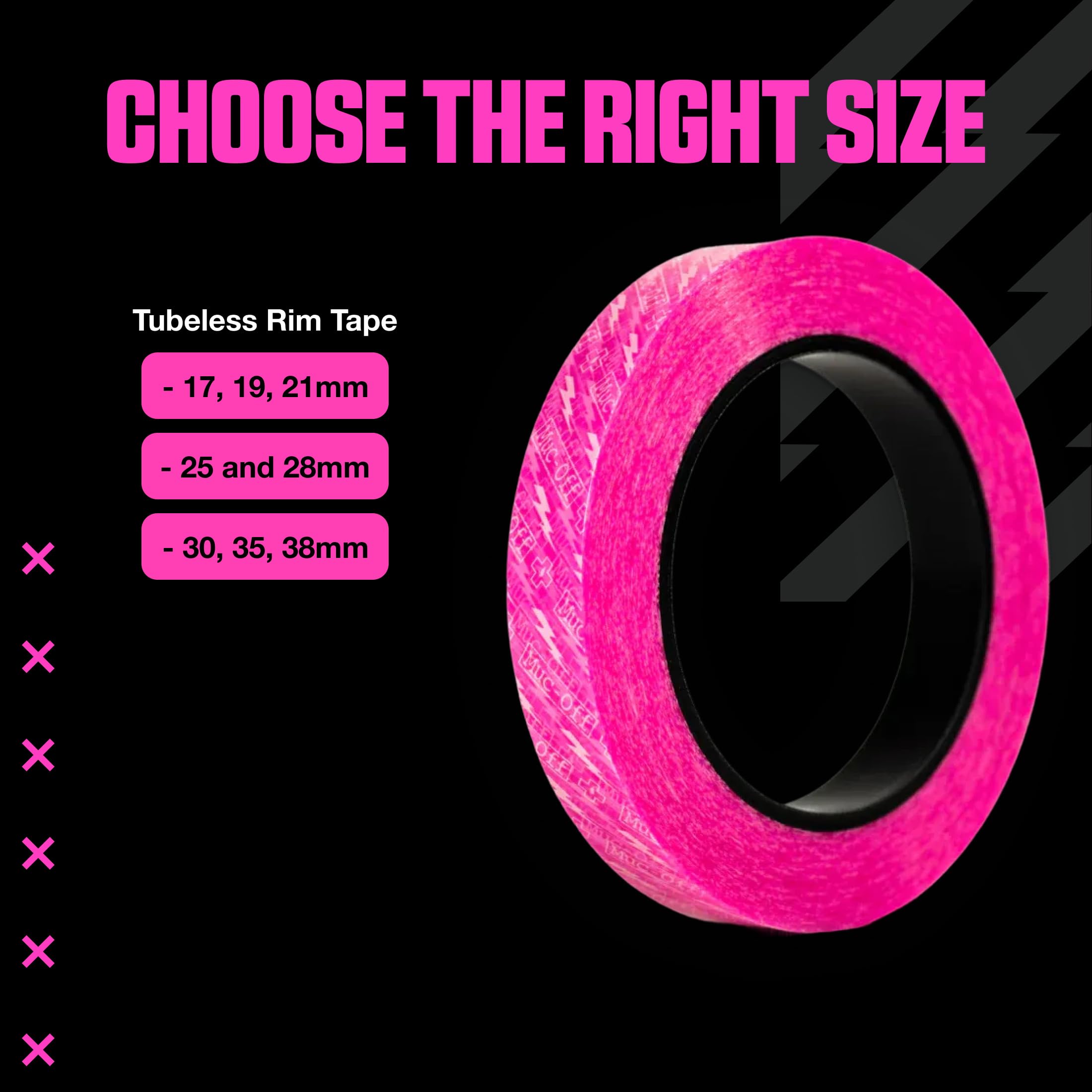 Muc-Off taśma do felg bezdętkowych, 28 mm – wrażliwa na ciśnienie taśma samoprzylepna do opon rowerowych bezdętkowych – rolka 10 m z 4 łatami uszczelniającymi