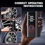 Tire Inflator Portable Air Compressor Portable Cordless Mini Air Pump with Digital Pressure Gauge 150PSI 3X Fast Inflation and Auto Shutoff Function Tires Pump for Cars