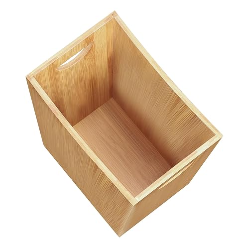 Miniatura 4 de LIANTRAL Cubo de basura pequeño de 2 galones, cubo de basura de madera, cesta de basura de bambú, contenedor de reciclaje para dormitorio, sala de