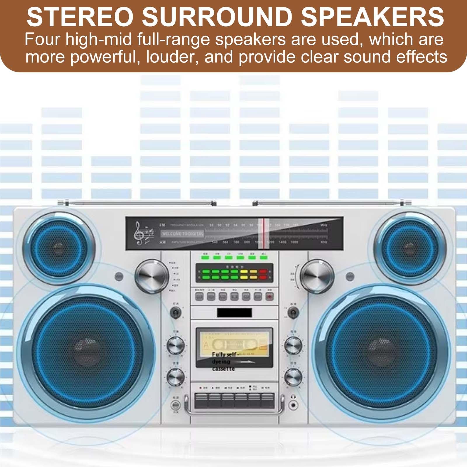 Boom Box Cd, Magnetofon/Magnetofon Kasetowy, Am/Fm, Usb, Wbudowany Akumulator, ObsłUga PołąCzeń Telefonicznych W Promieniu 10 M,White