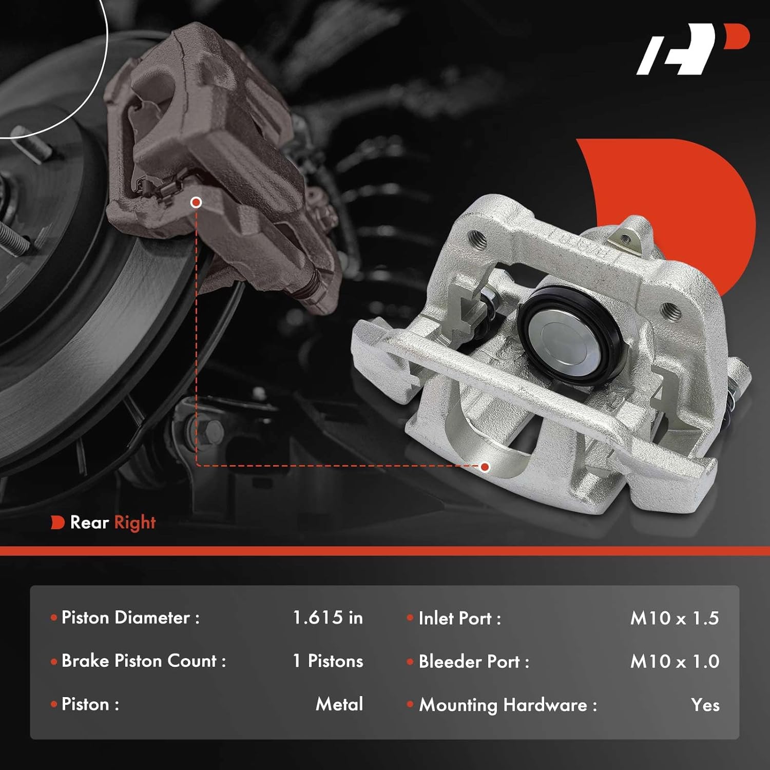 A-Premium Disc Brake Caliper Assembly with Bracket Compatible with Select Volvo Models - S60 2011-2018, S80 2007-2016, V60 2015-2018, V70 2008-2010, XC60 2010-2017, XC70 2008-2016 - Rear Passenger