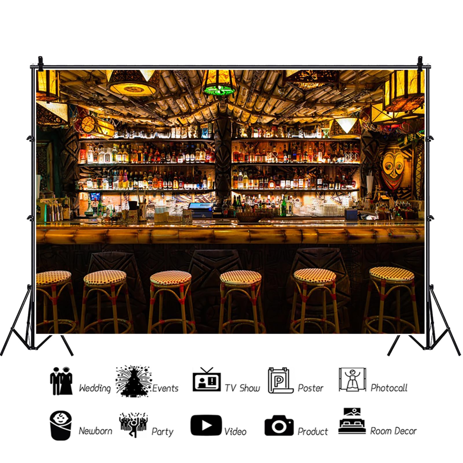 St Patricks Day Backdrop BELECO 7x5ft Fabric Bar Wine Shelf Photography ...
