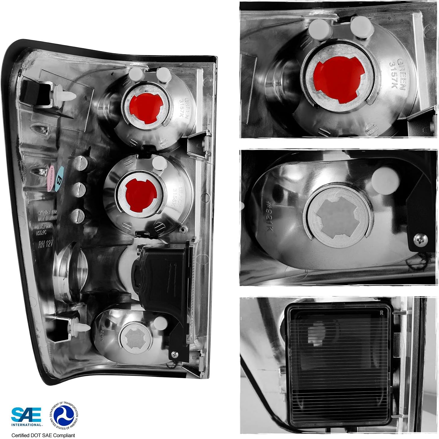 AKKON - For 04-12 Titan A60 Pickup Truck Rear Black Bezel Tail Lights Brake Lamps Replacement Pair