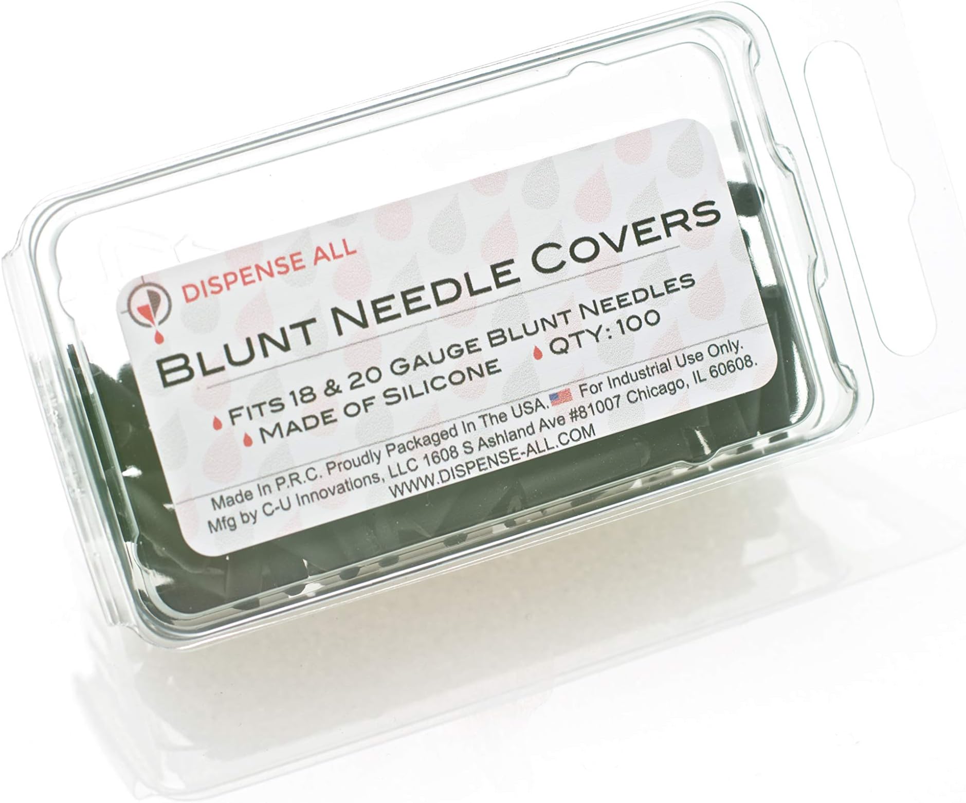 Dispense All - Blunt Needle Covers, Black, Fits 18 & 20 Gauge (Qty 100)