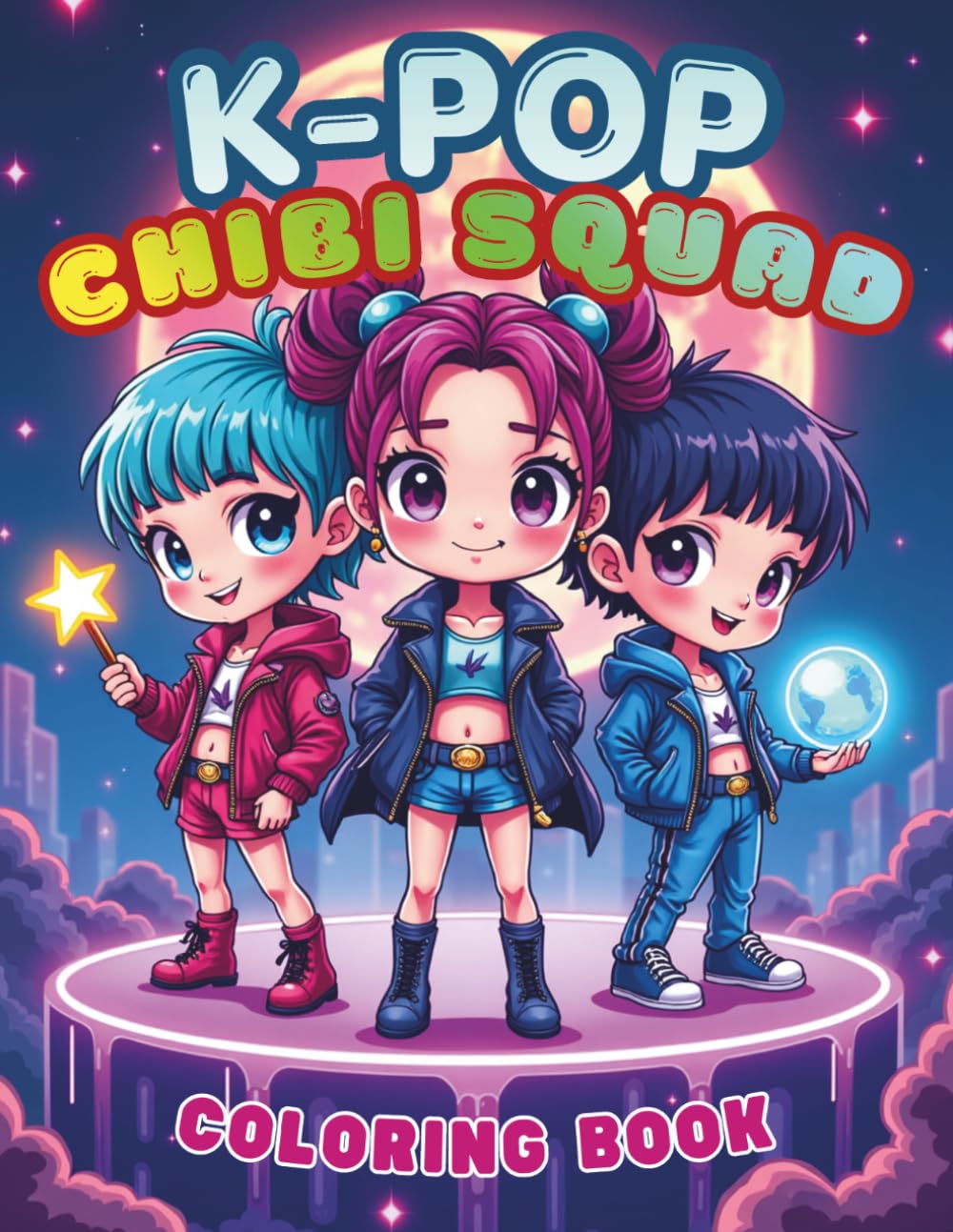 K-Pop Chibi Squad Coloring Book: Adorable Idols on Magical Missions