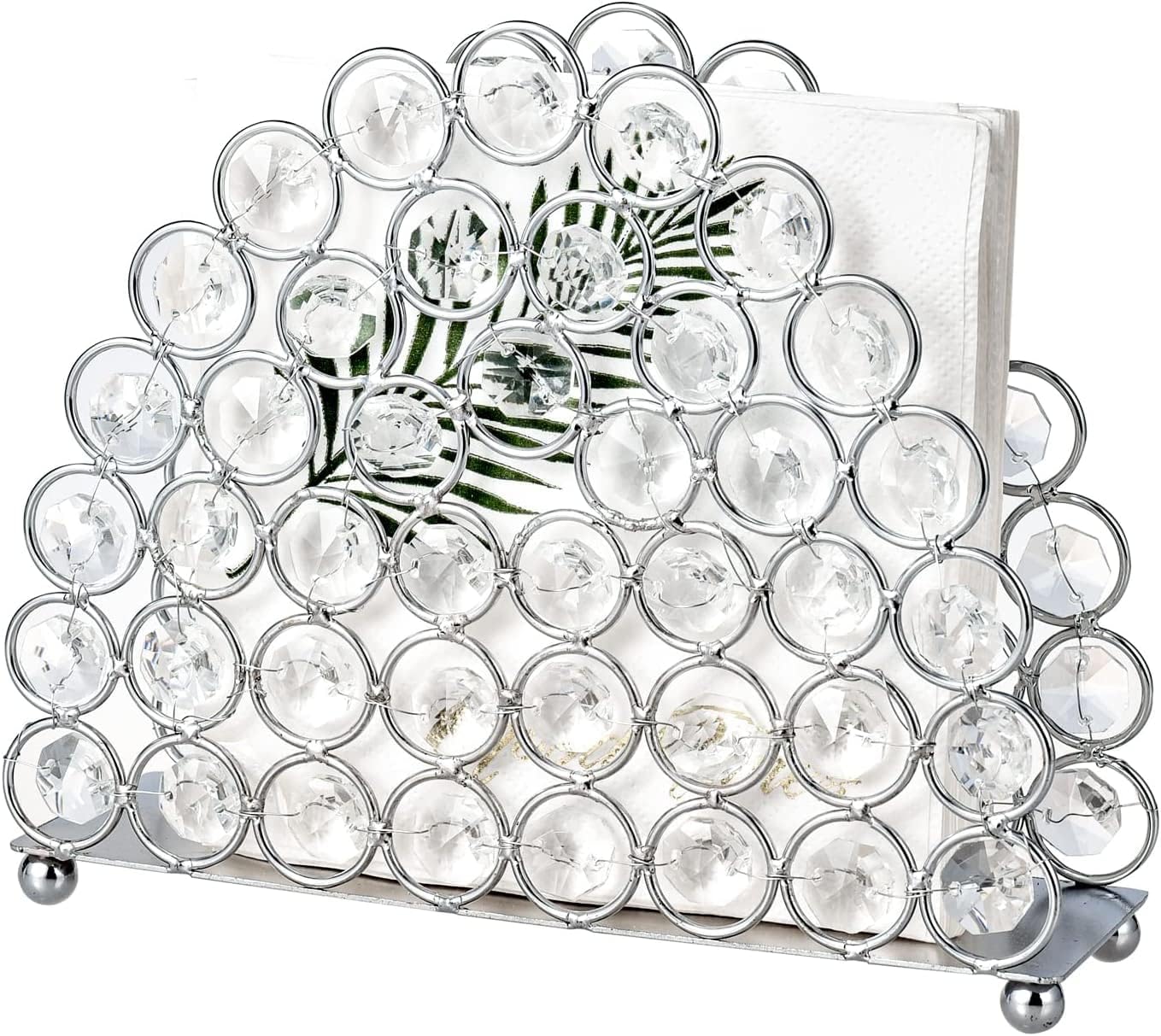 CentraLit Crystal Napkin Paper Holder Facial Tissues Napkin Organizer Mails Letters Cards Holder Cast Standing for Dinner Table Dresser Home Deco Office (Silver)