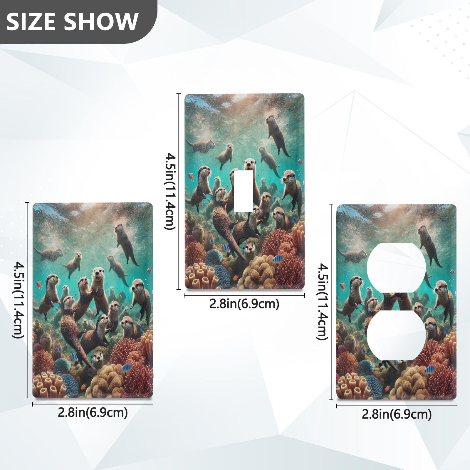 Otter Coral Light Switch Cover Decorative Receptacle Outlet Wall Plate Guard Plastic Outlet Covers for Farmhouse Home Decor Livingroom (Toggle Switch)