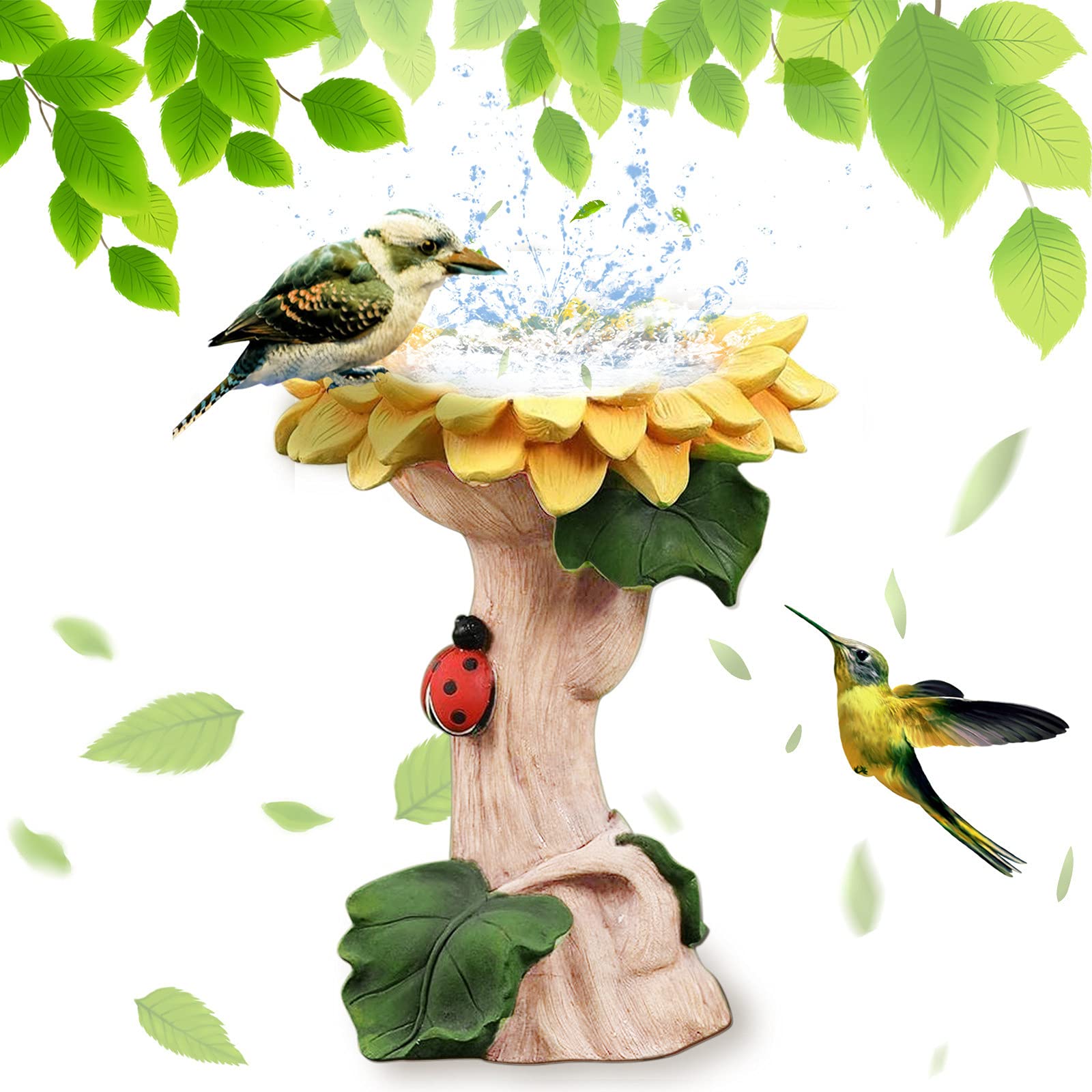 Giardino Girasole Bird Beach Standing Bird Miseders Statua in Resina Ornamento, Simulazione Fiore Decorazione all'aperto Decorazione Yard Patio