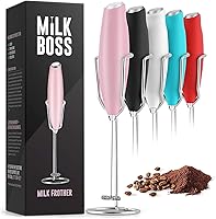 Vista 12 de Milk Boss Espumador de leche para café, juego completo de regalo de café con soporte ultra mejorado, fabricante de espuma de mano, mezclador