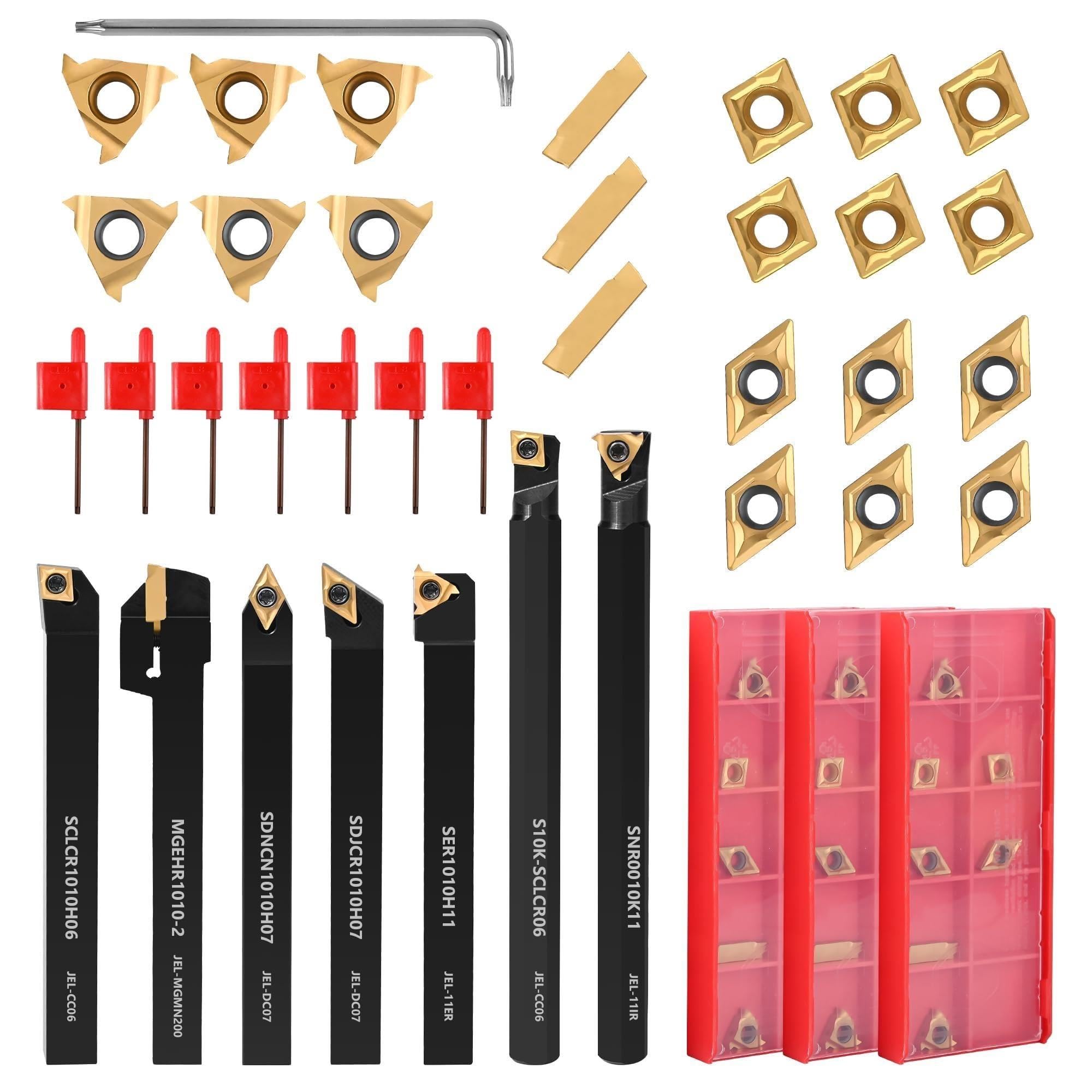 Kit de tournage indexable 28 pièces, barres d'alésage 10 mm avec plaquettes