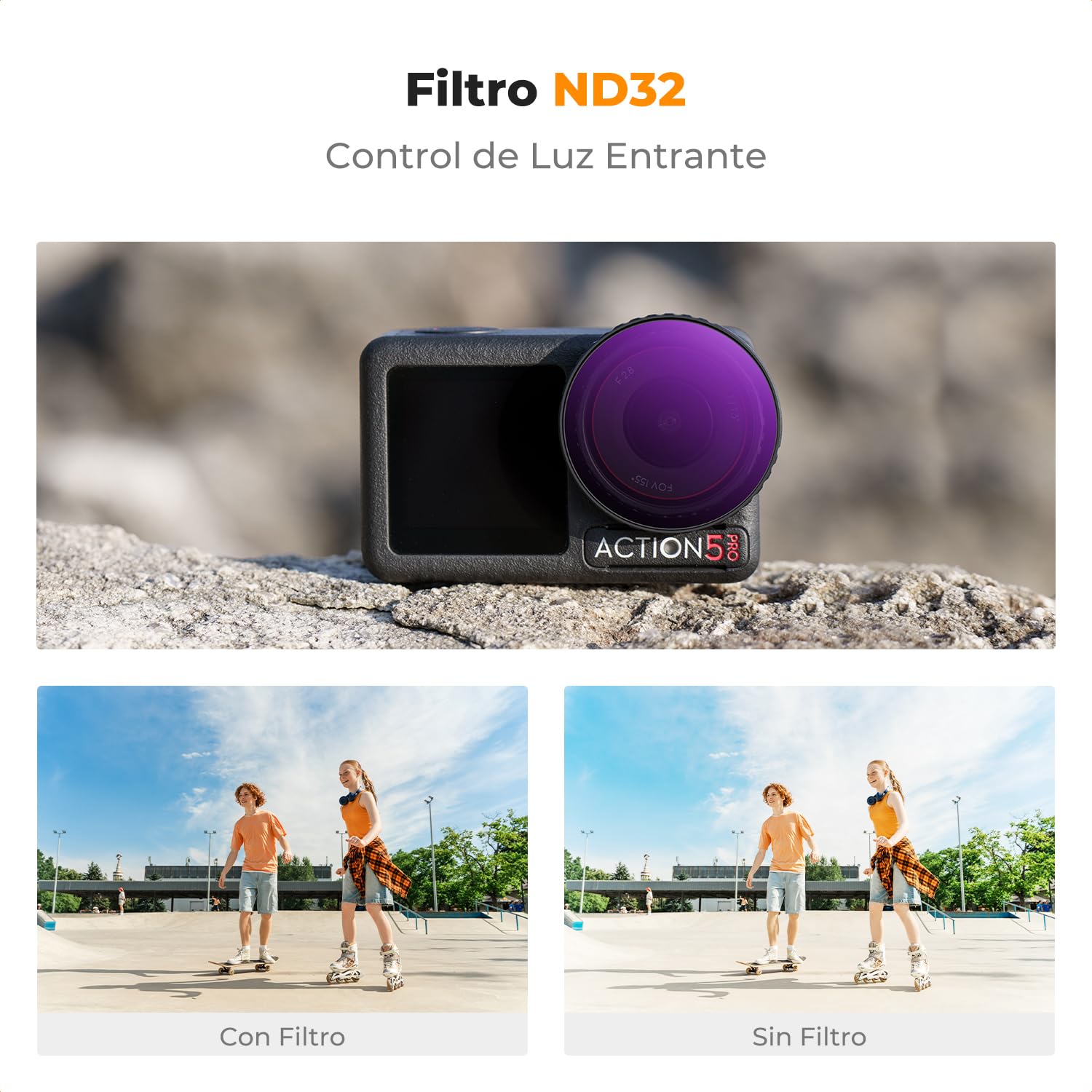K&F CONCEPT dji OSMO Action 5 Pro Action 4 Filtro ND32 Compatible con dji OSMO Action 5 Pro Action 4 Action 3 con 28 Capas Nano Revestimiento