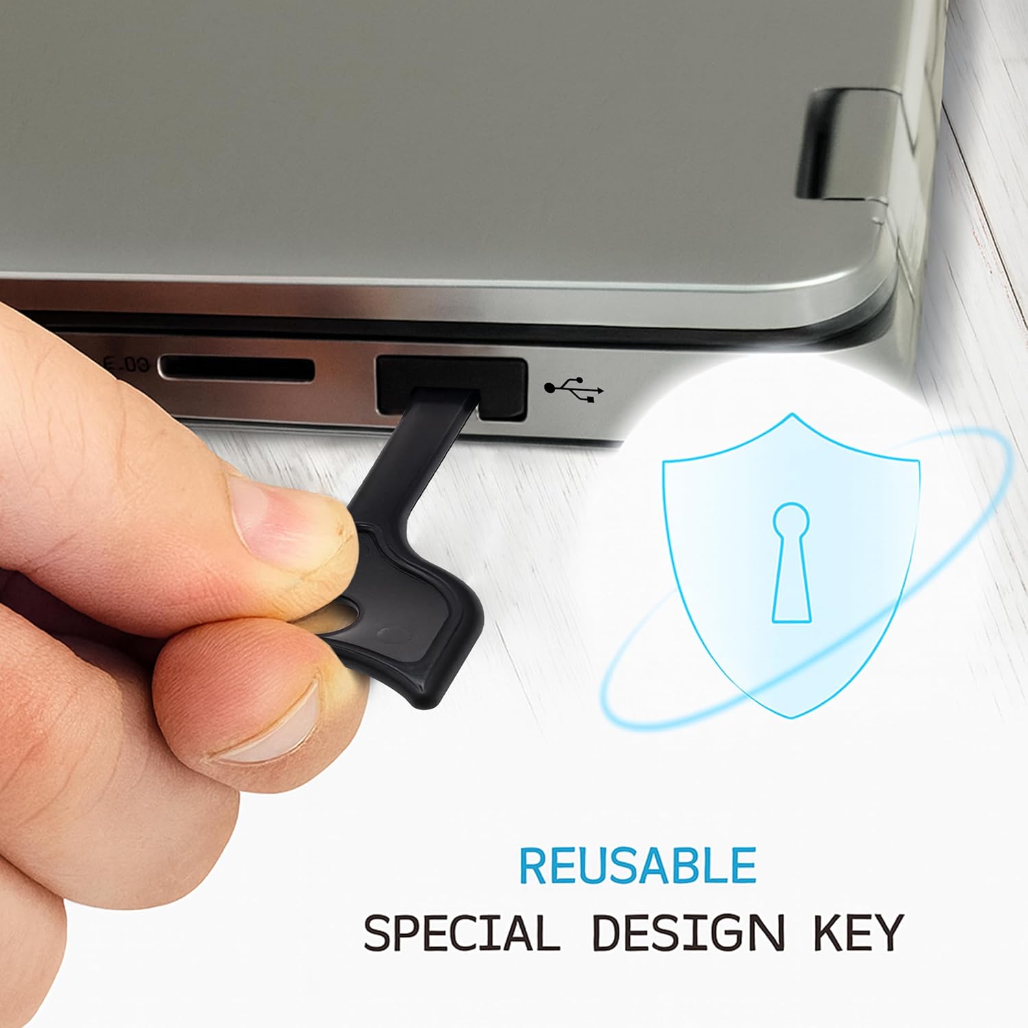 PortPlugs USB-A Port Blockers with Three Key Lock USB Security - Removable Type-A Locks for PC, Laptop & Notebook Data Protection, Dust & Moisture Resistant Shield | Black (50-Pack)