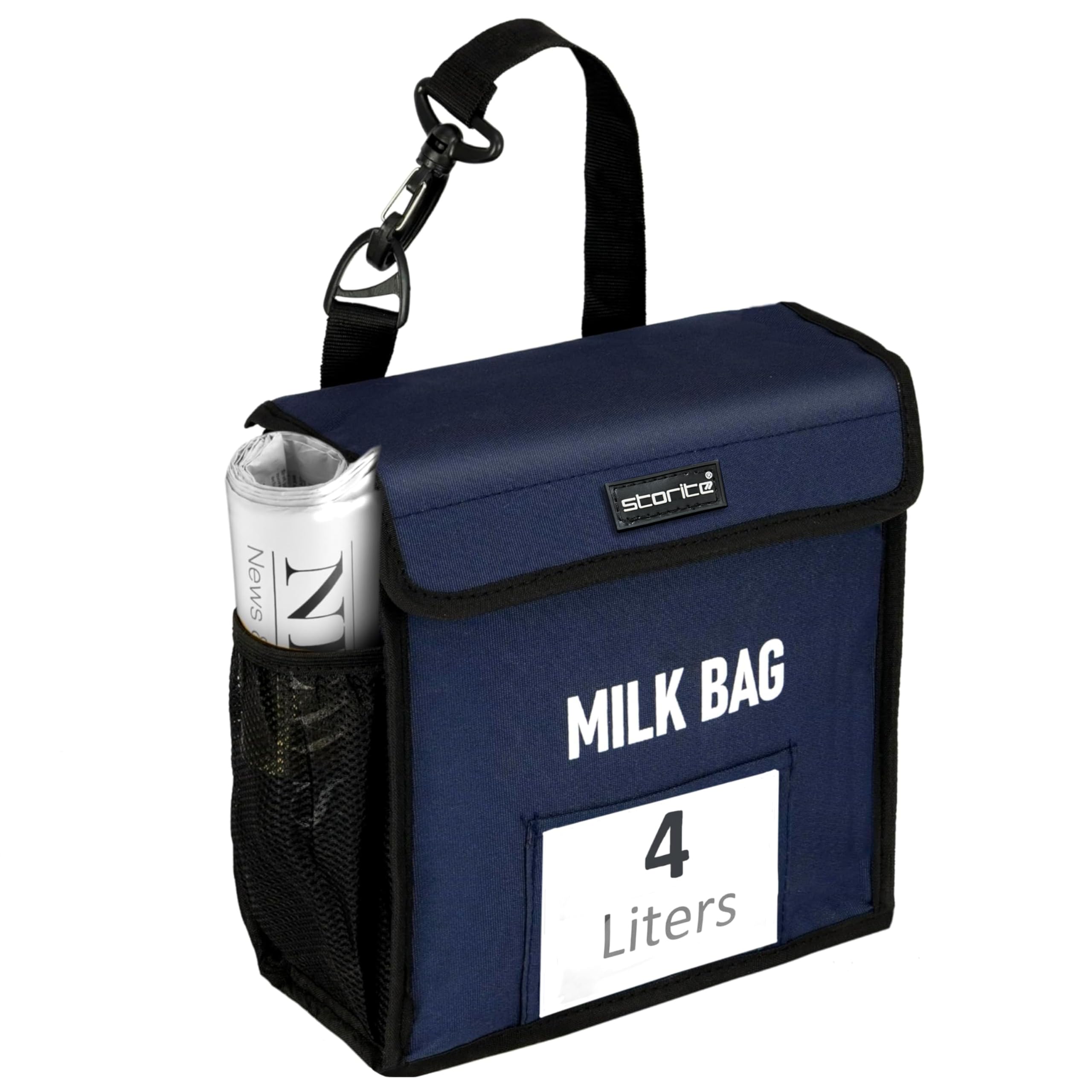 Storite Milk Bag for Door Hanging - Insulated and Waterproof Storage for Milk Sachets, Bottles, Outdoor Gate Delivery Basket Box with Pocket for Notes and News Paper (23x11x23 cm)(Blue)