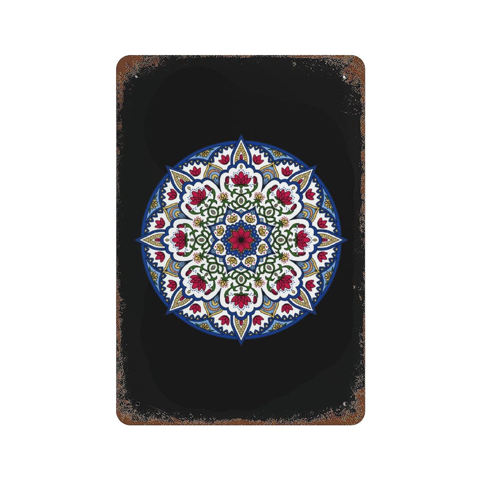 Placa de metal con diseño de flores de loto marroquíes, estilo vintage, para colgar en la pared, para decoración del hogar, cocina, jardín, 11.8 x 7.9 pulgadas