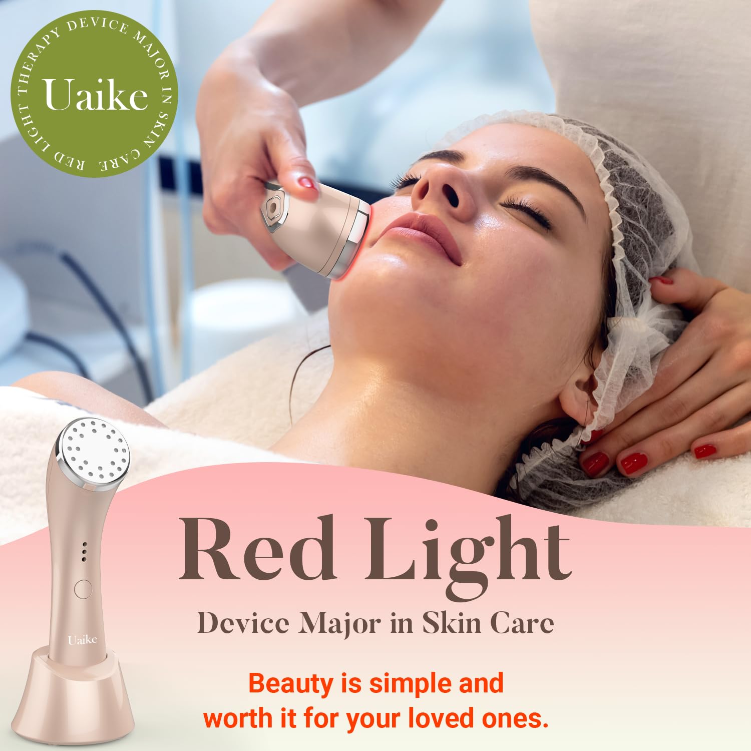 Uaike Appareil de thérapie par lumière rouge pour le visage à la maison