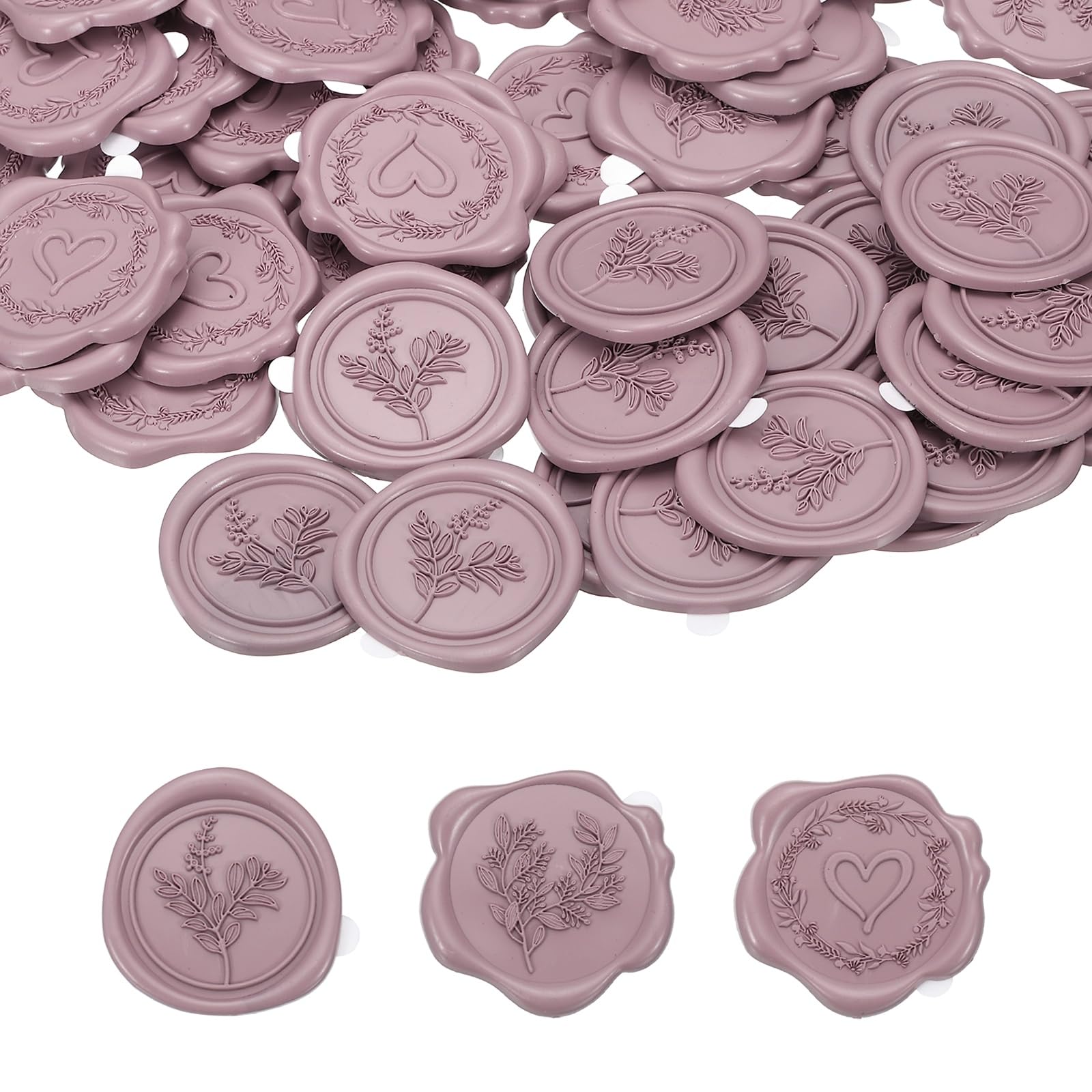 PATIKIL 60Pcs 3 Styles Wax Seal Stickers, Garland Embossed Self Adhesive Backed Envelopes Seal Sticker Accessories for Wedding Invitation Letter Birthday Party Gift, Purple