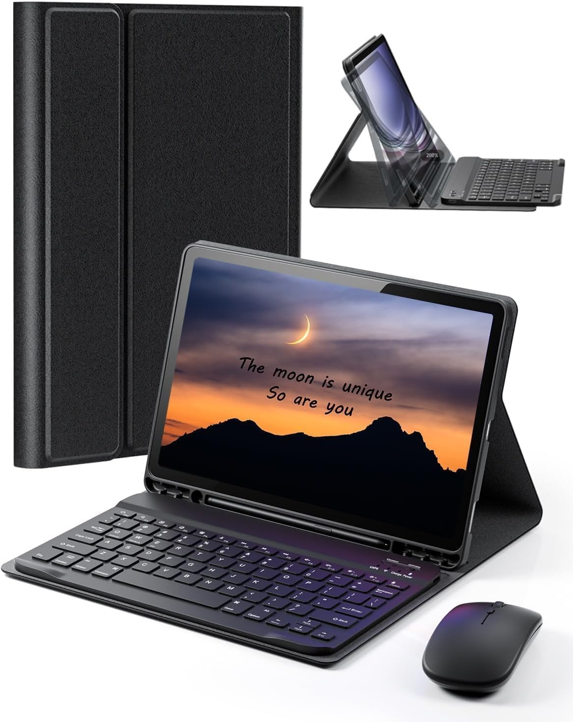 TUNKARMOR Case Keyboard for Amazon Fire HD 10 & 10 Plus 10.1 inch (11/13th Gen) - Mouse and Magnetically Keyboard, Slim Case with Pen Holder, Auto Sleep/Wake - Black