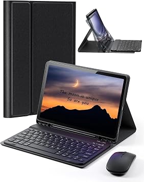 TUNKARMOR Case Keyboard for Amazon Fire HD 10 & 10 Plus 10.1 inch 11/13th Gen - Mouse and Magnetically Keyboard, Slim Case with Pen Holder, Auto Sleep/Wake - Black