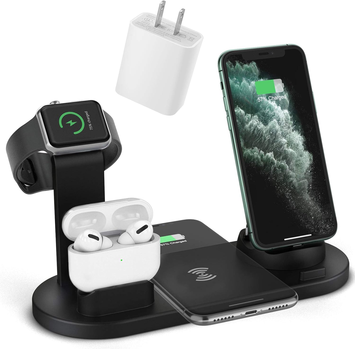Amazon.com: ZHOUBIN Wireless Charger Stand, 4 in 1 Wireless Charging Dock  Station for Apple Devices Compatible with Apple Watch, AirPods, iPhone 8, 8  Plus, X, XS, XR, X, Xs Max, 11, 11