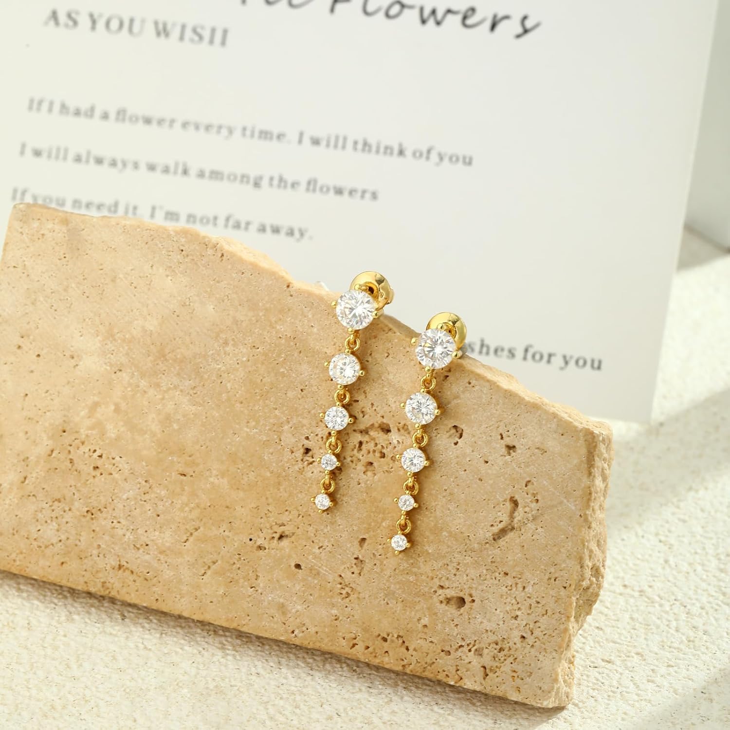 Tasiso Dangle Pearl Drop Earrings For Women Trendy 14K Gold Plated Long Threader Chain Dainty CZ Stud Earrings Hypoallergenic Cute Small Hoop Earrings Jewelry - Image 6