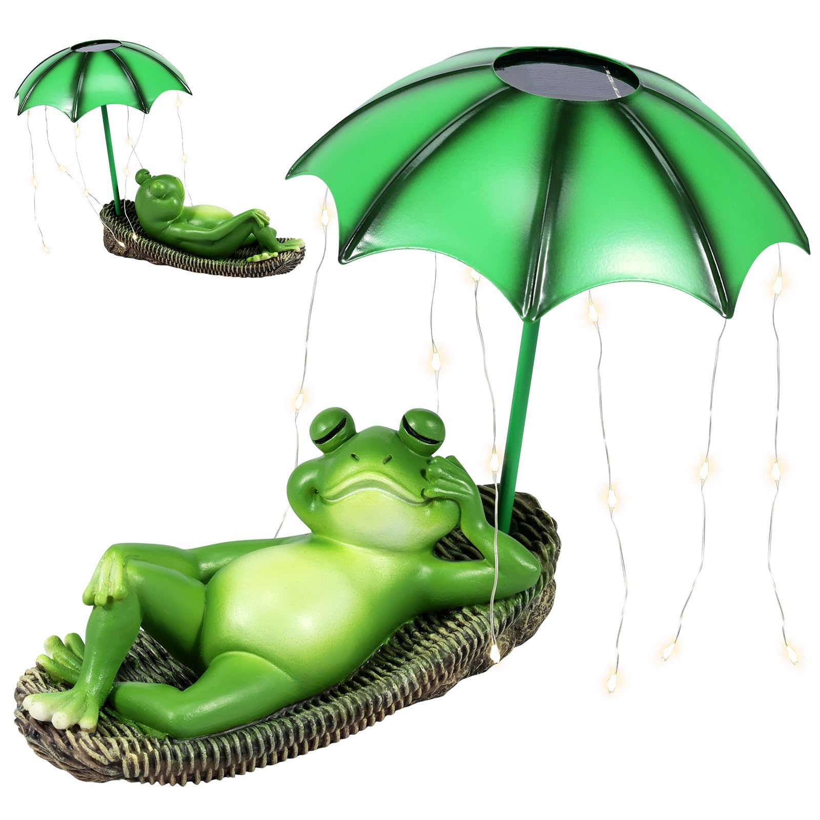 Grenouille Solaire Décorative Avec LED - Parapluie Lumineux IP65 - Déco Jardin Extérieur Résine