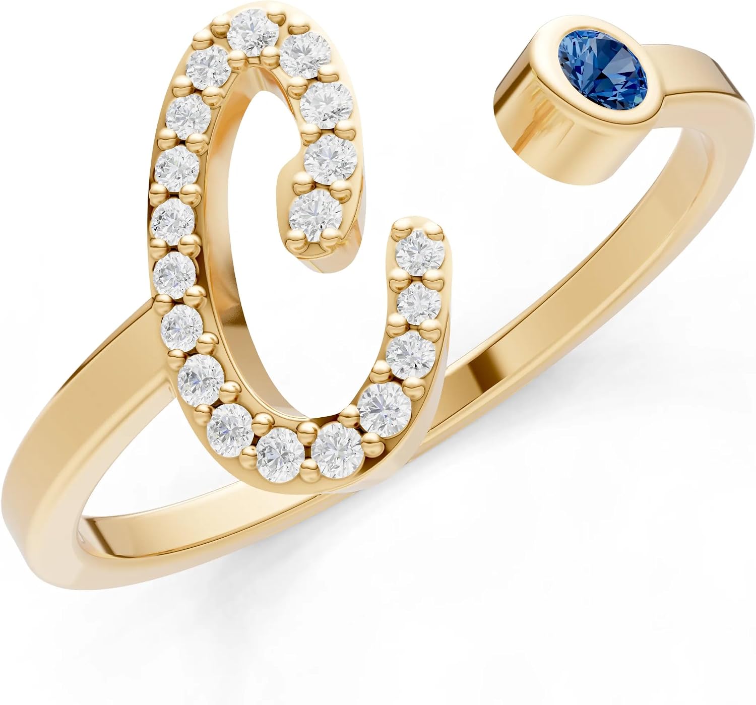 PEORA Round Cut London Blue Topaz Band Available in Solid 10K, 14K or 18K Ring – White, Yellow or Rose Gold