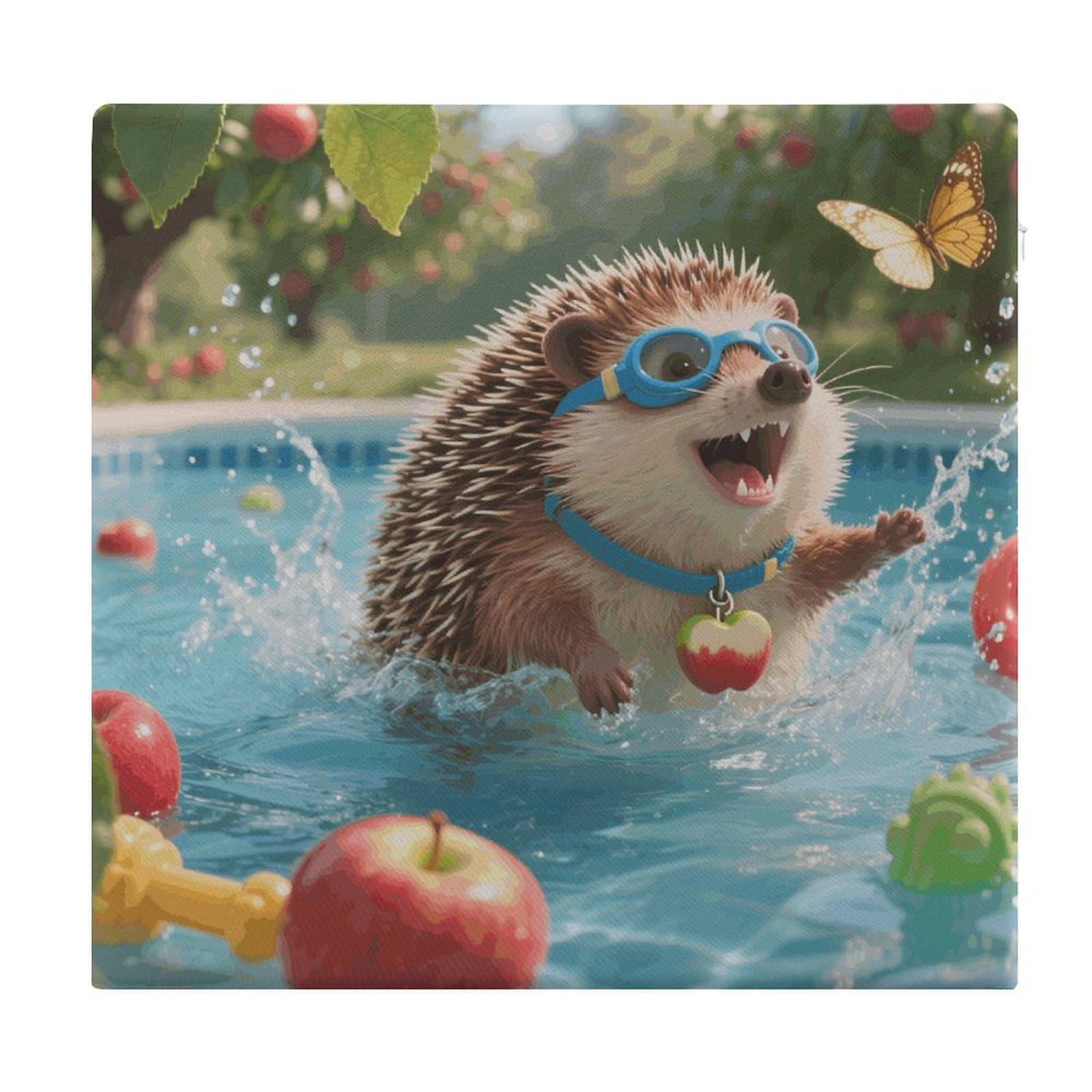 VstaDank Hedgehog Pool Dash Cushions Memory Dining Chairs Cushion Non Slip Car Seat Cushions Indoo Dining Room Square Chair Pads with Zipper and Removable Cover Cushion