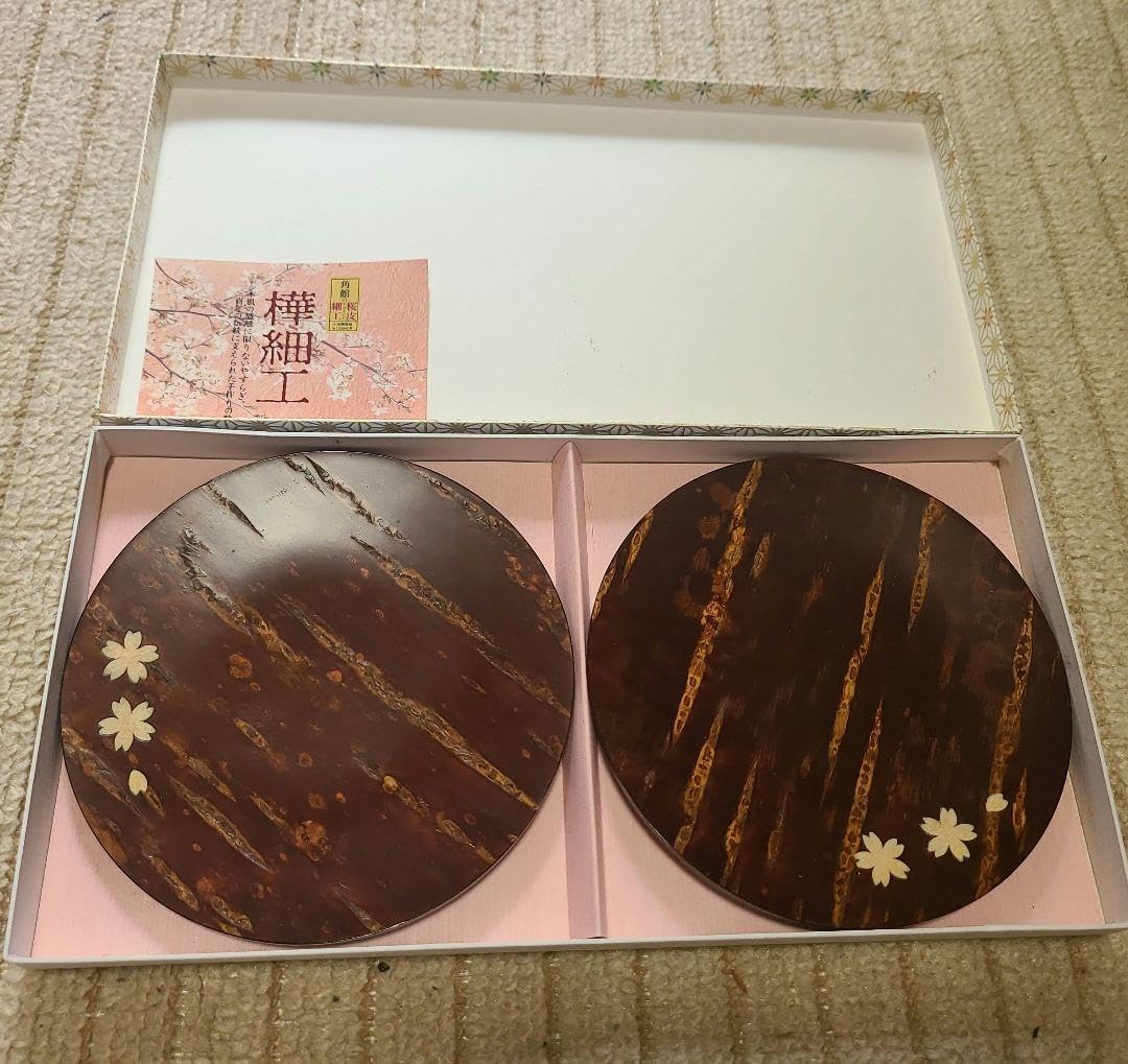 秋田角館 桜皮細工 秋田伝統工芸 木皿 菓子皿、お盆等4点 桜