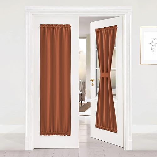 NICETOWN Cortinas opacas con aislamiento térmico para puerta francesa, cocina, estancia, patio, puerta de Halloween, con alzapaños y jareta para