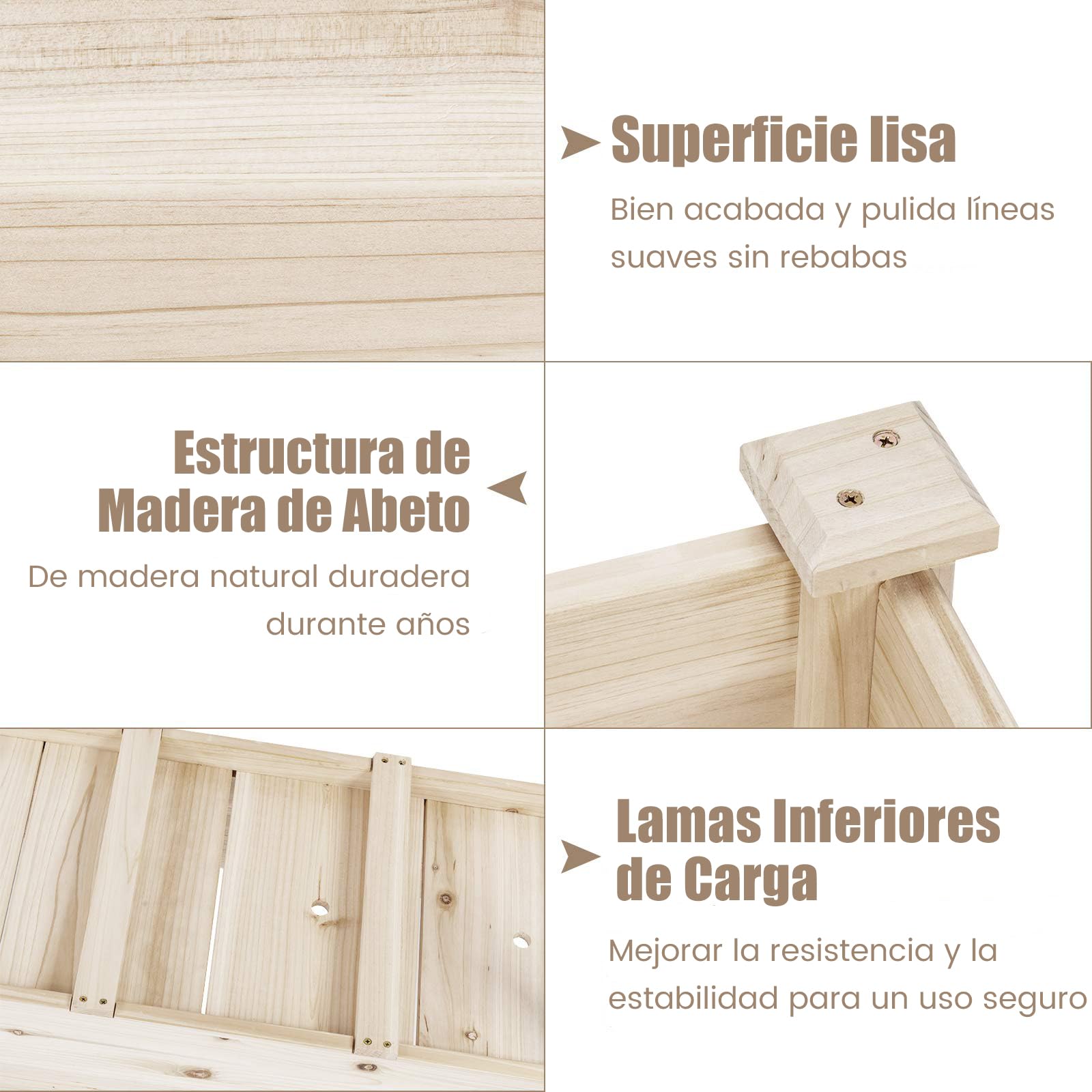 RELAX4LIFE Huerto Urbano de Madera de Abeto 120x43,5x51cm, Jardinera Elevada con 5 Agujeros de Drenaje para Verduras, Flores, Frutas, Mesa de Cultivo para Adultos y Niños, Carga 100kg