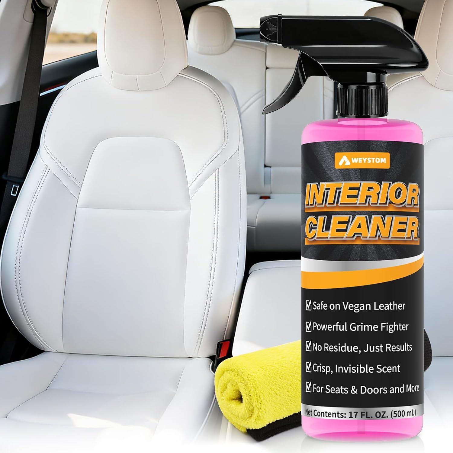 Interior Cleaner & Seat Care Spray for Tesla – Stain Remover Safe on Black & White Vegan Leather, Console & Dash, Refreshes Seats – Compatible with Model 3, Y, S, X & Cybertruck Accessories 2025/2026