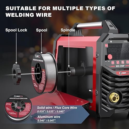 Miniatura 13 de BESTMIG 135A Soldador MIG - Soldador de núcleo de flujo 3 en 1, máquina de soldadura MIG/Lift TIG/Stick - Inversor IGBT portátil - 110 V con casco