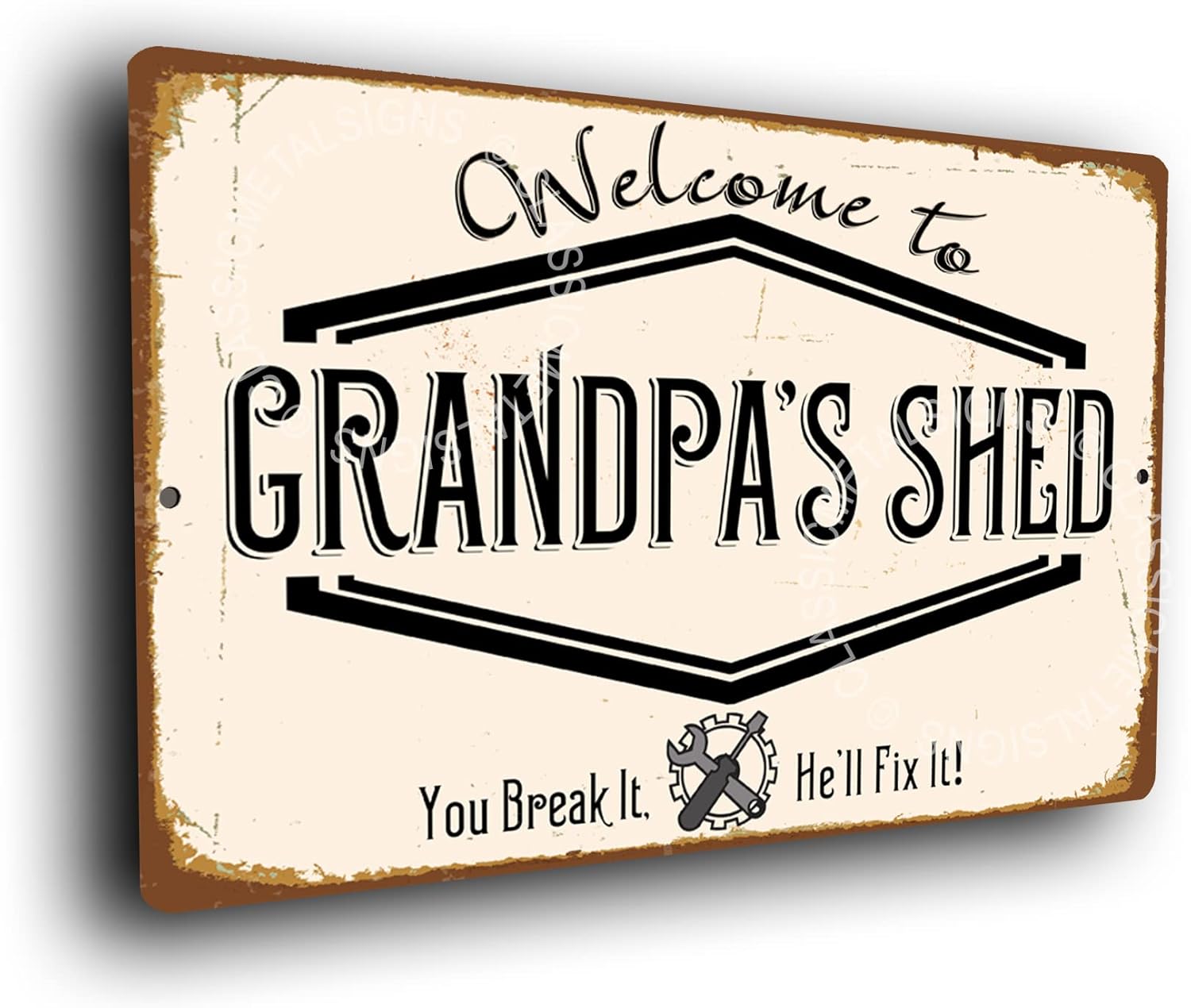 Grandpa's Shed Sign, Signs for Grandpa's Shed, Gift for Grandpa, 12 x 8 inches (30 x 20cm)