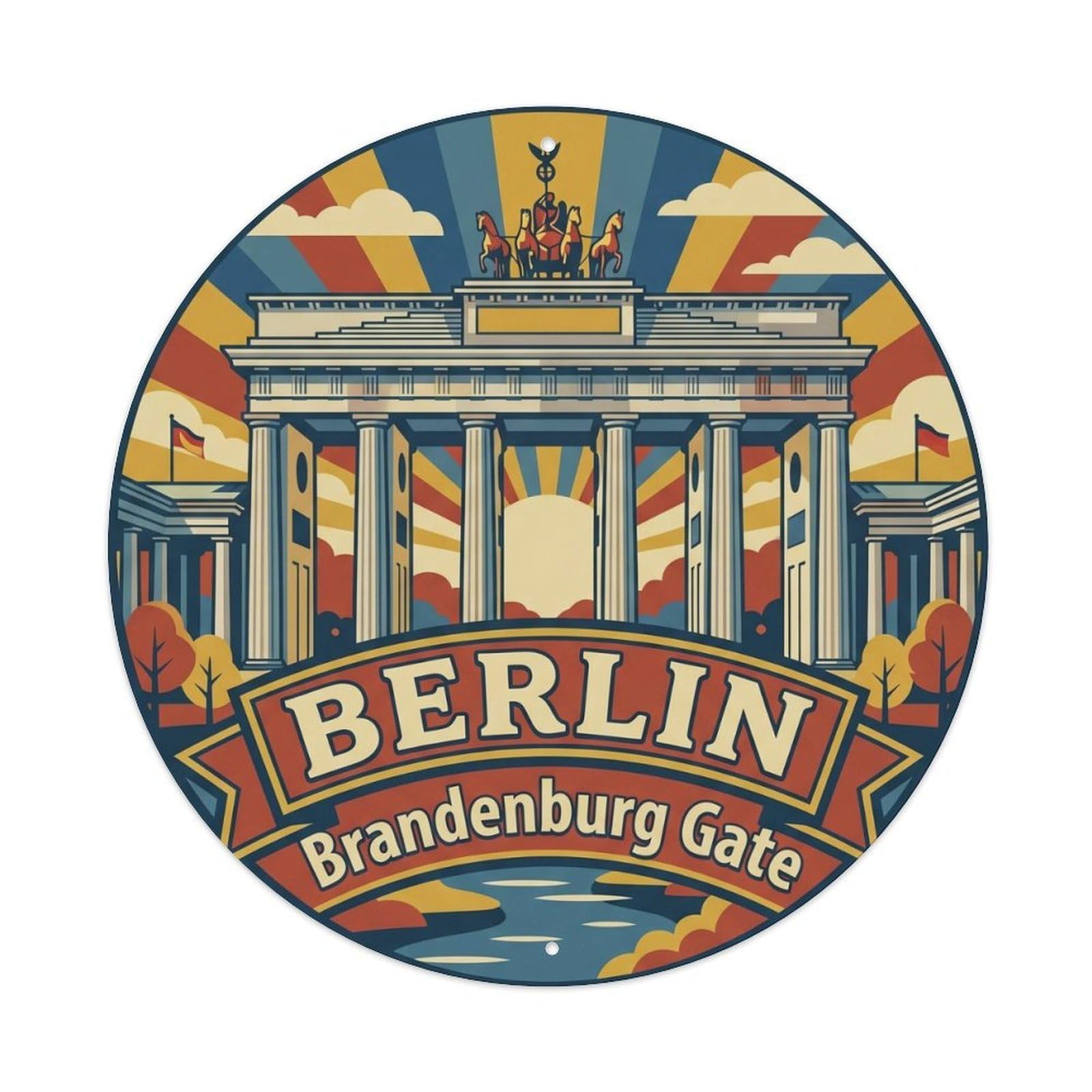 Vintage Travel Berlin Brandenburg Germany Metal Tin Sign Plaque