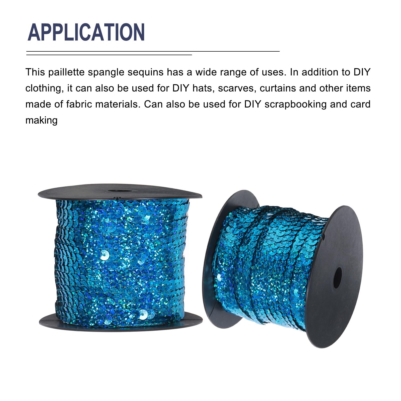 QUARKZMAN 100 Yards Flach Pailletten Streifen 6mm Laser Pailletten Stoff Paillette Dreieck Pailletten Trimmen für Handwerk Basteln Pailletten Fransen Nähen Klingeln See Blau