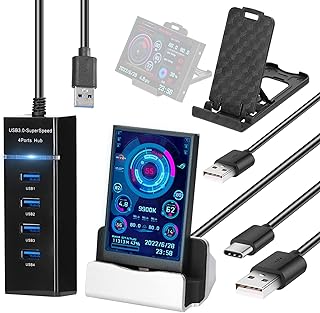 Tempaky Tela de exibição IPS de 3,5 polegadas Tela secundária USB Computadores CPU GPU RAM HDD Exibição de data de hora Horizontal Interruptor de tela vertical