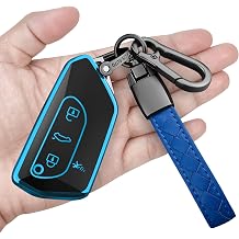 for Volkswagen Key Fob Cover with Keychain Soft Full Protection Key Shell Key Case Compatible with VW MK8 Golf/GTI Skoda Octavia Blue