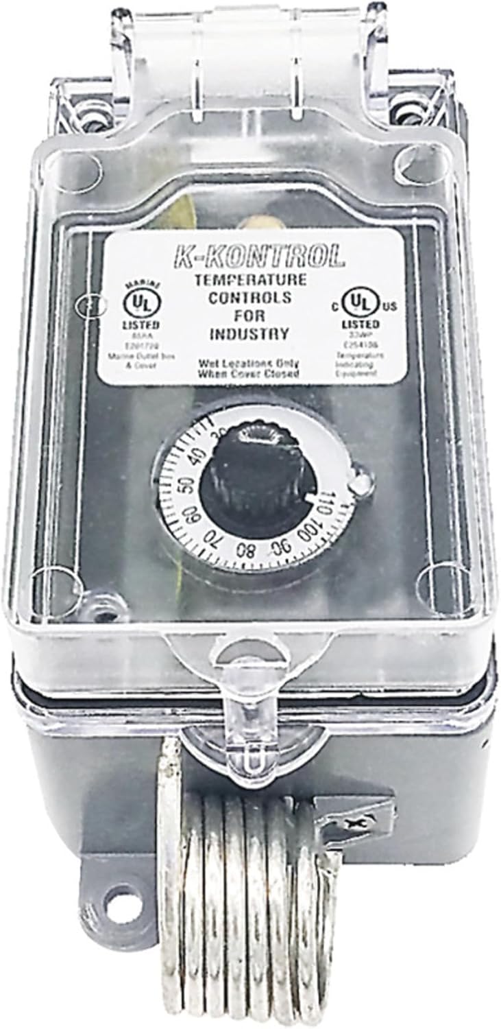 K-Kontrol KJ16110-A, Adjustable Line Voltage Thermostat, Single Stage 30 Degree F -110 Degree F