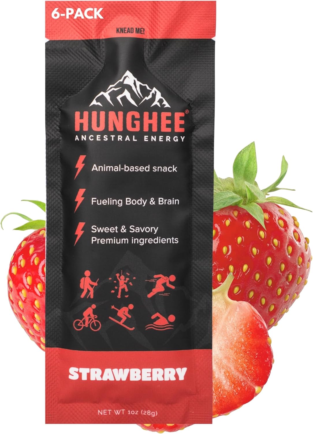 Ancestral Energy Strawberry Pack | Organic Grass-Fed Ghee & Raw Honey Blend | Animal-Based Energy Boost for Athletes | Hiking, Cycling, Running, Backpacking | Healthy Snack (Pack of 6)