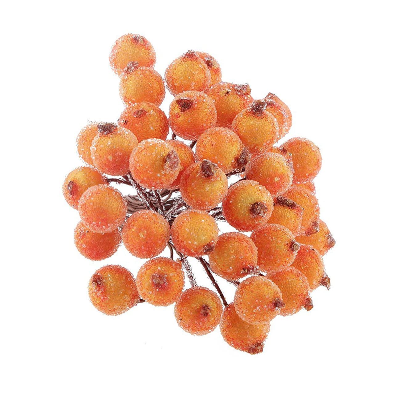 ARTIBETTER 200pcs Mini Christmas Frosted Fruit Artificial Flower Decor Holly Frosted Fruit berry glass bead