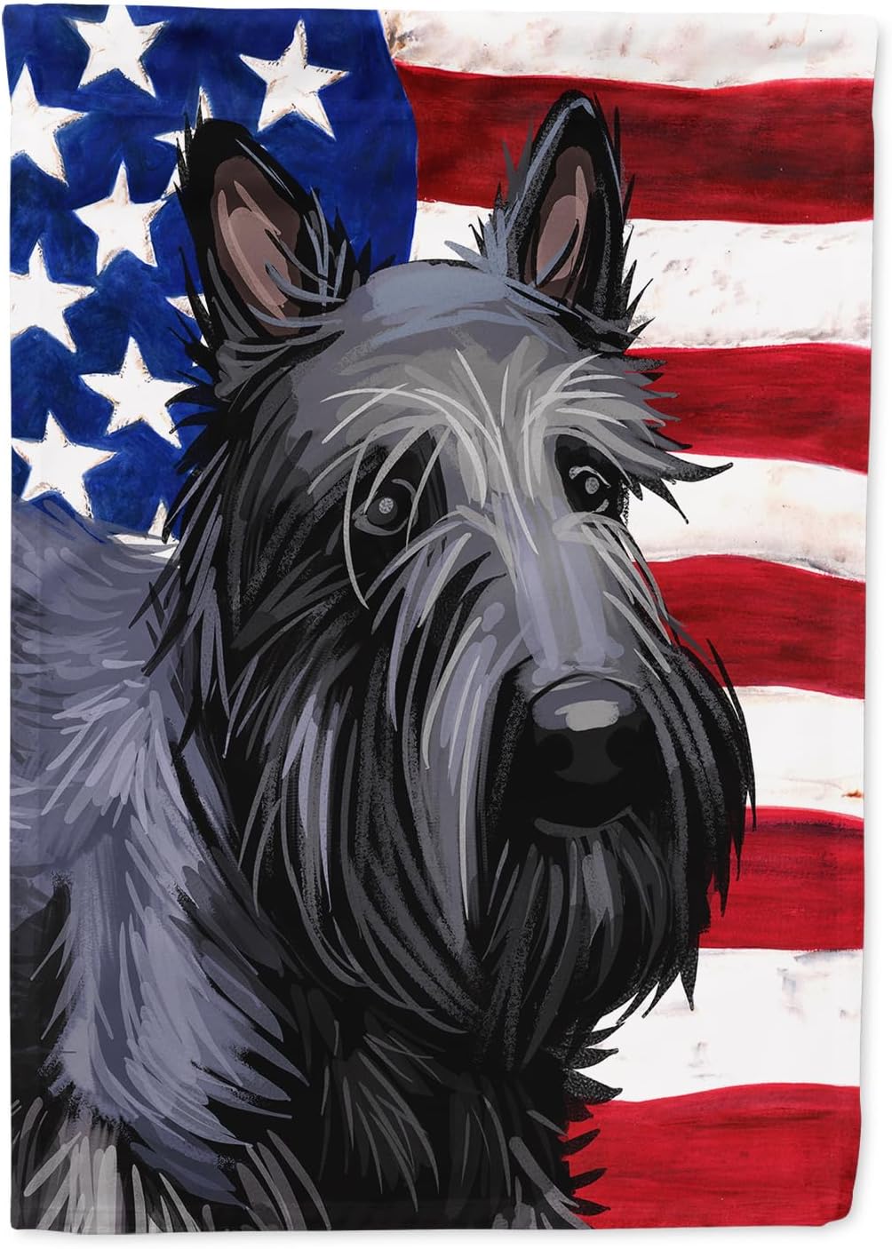 Caroline's Treasures CK6696CHF Scottish Terrier Dog American Flag House Flag Large Porch Sleeve Pole Decorative Outside Yard Banner Artwork Wall Hanging, Polyester, House Size, Multicolor